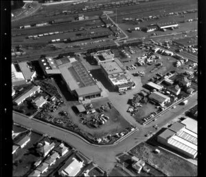 Unidentified factories in industrial area, Manukau City, Auckland, including railway yards