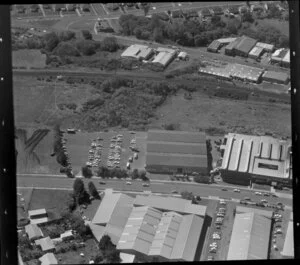 Factories, including LJF building, Glen Innes industrial area, Auckland