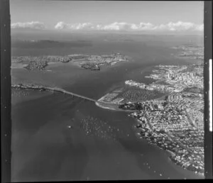 Auckland Harbour Bridge with the inner harbour