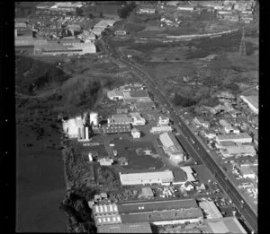 Unidentified factories in Penrose/ Otahuhu industrial area, Manukau City, Auckland, including Westfield Freezing Works