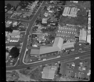 Unidentified factories, residential houses, and car parks, in industrial area, Auckland