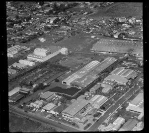 Unidentified factories and timber yards, in industrial area, Auckland, including some residential houses