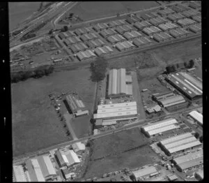 Unidentified factories and [storage?], Carbine Road industrial area, Mt Wellington, Auckland