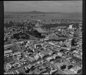 Newton, Auckland, including Waitemata Harbour and development [motorway?] in Grafton area