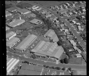 Unidentified factories, Paradice Ice Skating Club, and residential housing, Glen Innes, Auckland