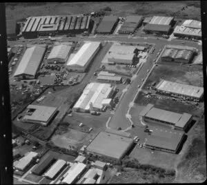Factories, including LJF building, and Paradice Ice Skating Club, Glen Innes industrial area, Auckland
