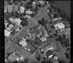 Residential houses beside river [Tamaki?], Auckland, including [Rangimarie Hospital?]