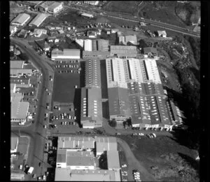 Factories and commercial buildings, including Nelmar Plastics, in industrial area, Manukau City, Auckland