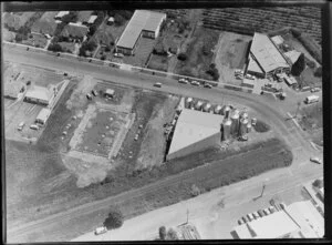 Industrial area, Henderson, Waitakere City, featuring Max Sheetmetals Limited and large vats