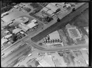 Industrial area, Henderson, Waitakere City, featuring Max Sheetmetals Limited and large vats