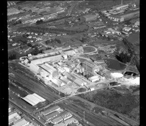 Unidentified [limestone?] factory in industrial area, Manukau City, Auckland