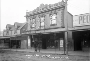 Cuba Street, Wellington, with the premises of Barber & Co, steam dyers and cleaners