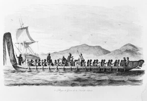 [Sainson, Louis Auguste de], b. 1800 :Pirogue de guerre de la Nouvelle Zelande. Beyer, sc. [Paris, 1839]