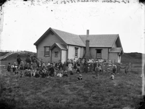 School building and children, Foxton