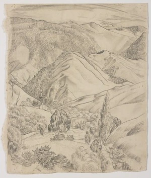 [Cook, Hinehauone Coralie], 1904-1993 :[Landscape, hills and trees, Riwaka. 1937]