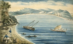 Mesnard, Theodore Romuald Georges 1814-1844 :Vue de Kororareka, baie des iles, Nlle Zelande. Plate 87. [October or November 1838] / Mesnard