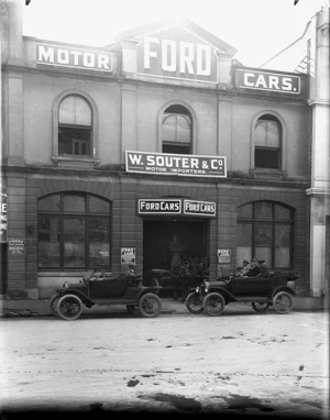 Car importer W Souter & Co, Gore Street, Auckland, with Ford cars