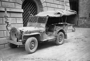 James G Brown, fl 1945 : Stretcher jeep of the 4th Field Ambulance, Faenza, Italy