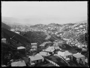 Part 1 of a 2 part panorama looking east over the suburb of Brooklyn, Wellington