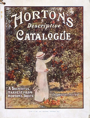 Whitehead, Henry Norford, 1870-1965 (photographer) :Horton's descriptive catalogue, a bountiful harvest from Horton's trees. [Cover. 1905-1910].