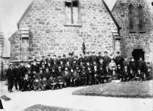 Veterans of the New Zealand Wars outside St Mary's Church in New Plymouth