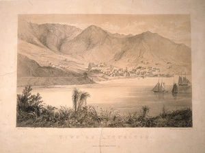 Norman, Edmund 1820-1875 :Town of Lyttelton / drawn by E. Norman; Maclure, Macdonald & Macgregor, lith., London. - Lyttelton ; Published by Martin G. Heywood, [1859?].