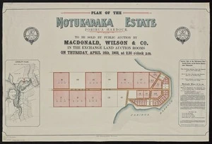 Plan of the Motukaraka estate, Porirua Harbour.