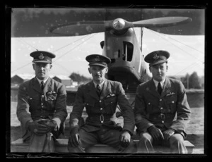 Flying Officer P A Matheson, Flight Lieutenant E B Waters, and Flying Officer W G C Allison