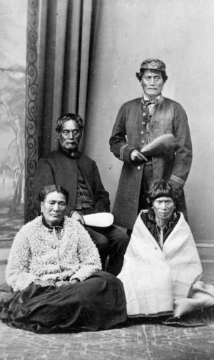 Ropata Hurumutu and his wife Oriwia, with, Hohepa Tamaihengia and his wife Riria