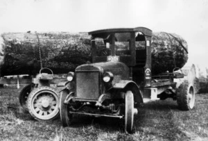 Hamilton and Jones' Republic truck, with log load