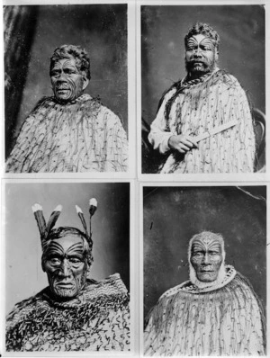 Portraits of Haami te Hau Nuhaka, Ihaka Whaanga and two unidentified Maori men