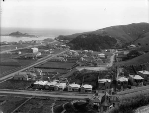 Part 4 of a 4 part panorama overlooking the suburb of Island Bay, Wellington