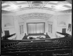 Interior of the Embassy Theatre, Wellington, looking towards the stage