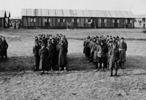 Prisoners of war lined up for a kit inspection, Camp 57, Gruppignano, Italy