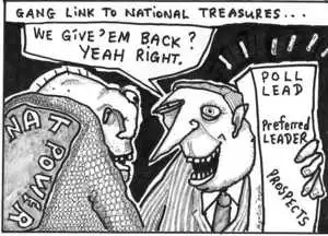 'Gang link to National treasures...' "We'll give 'em back? Yeah right." 3 March, 2008