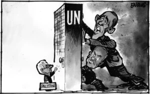 Evans, Malcolm Paul, 1945- :[Palestine knocking at the UN]. 22 September 2011