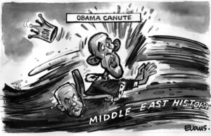 Evans, Malcolm Paul, 1945- :Obama Canute. 23 September 2011