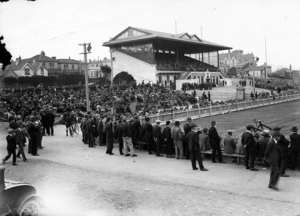 Spectators watching a cricket match at Basin Reserve, Wellington