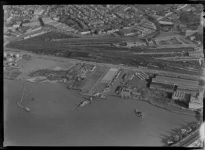 Import wharf under construction, Mechanics Bay, Auckland