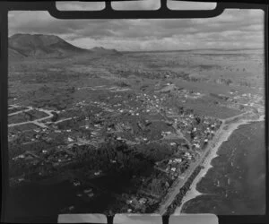 Early developments of Taupo, looking towards Mount Tauhara, Waikato region