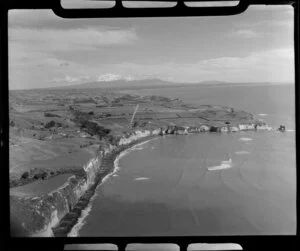 North Taranaki Bight coastline, with Mount Taranaki in the background