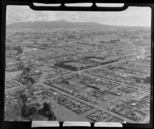 Stratford, Taranaki, with Mount Taranaki in the background