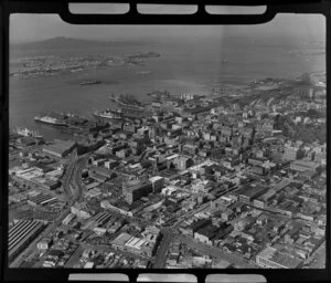 Auckland commercial area showing Nelson Street and wharves
