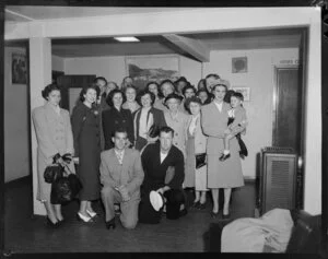 NAC (New Zealand National Airways Corporation) millionth passengers at Whenuapai airport, Auckland