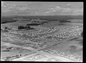 NZ Forest Products Ltd, Tokoroa, South Waikato, shows housing for workers and their families