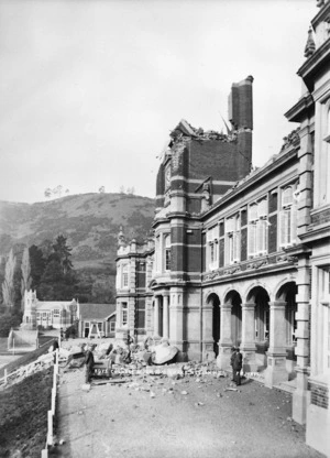 Damaged buildings at Nelson Boys' College after the 1929 Murchison earthquake
