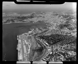 Wellington City, showing harbour, shipping and railway yards