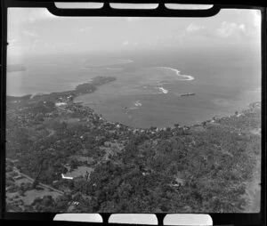 Apia, Upolu, Samoa, showing village and harbour