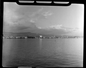 Apia waterfront, Upolu, Samoa, showing buildings and lagoon