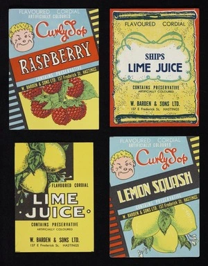 W Barden & Sons Ltd :[Four soft drink labels. 1950-1960s?]